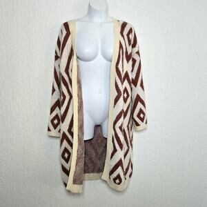 Pol Women's Aztec Open Long Cardigan Sweater One Size Soft Fuzzy